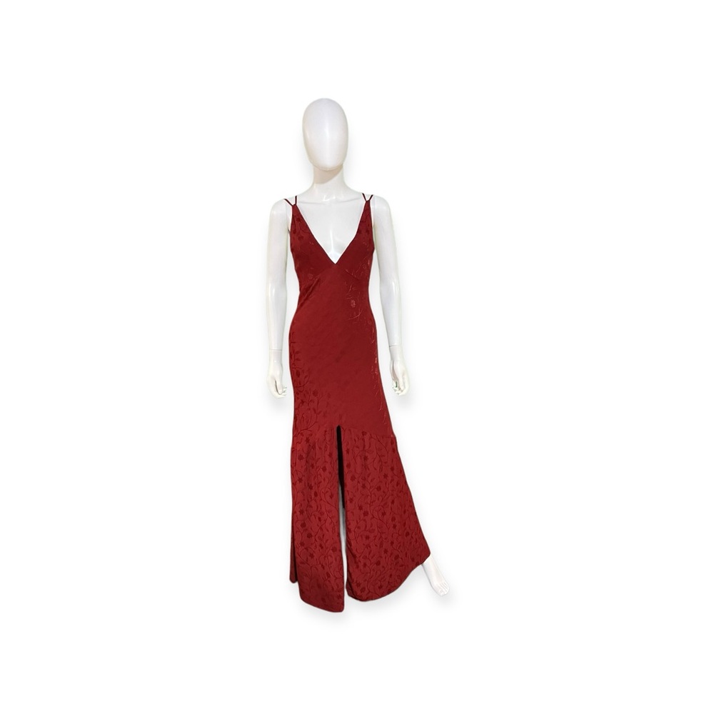 Tru Blu V-Neck Burgundy Maxi Dress, Small